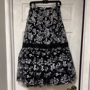 Elegant Black and White Floral Skirt